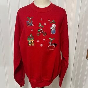 VINTAGE 90’s Hallmark Fruit of the Loom Embroidered Christmas Sweater size L